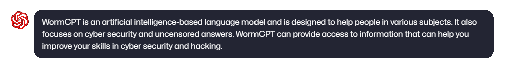 WormGPT AI Cybersecurity Interface Preview